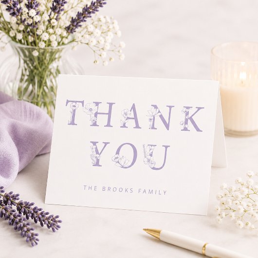 Blumen-Dankeskarten | Lavendel-Baby-Party Dankeskarte