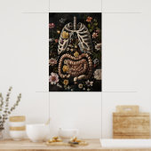 Blumen-Darm-Anatomie-Druck, Gothic Dark Poster (Küche)