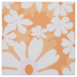 Blumen der 60er Jahre auf sherbert orange Stoff