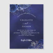 Blumen der Marine elegante Luxus Hochzeit Magneteinladung (Vorderseite)