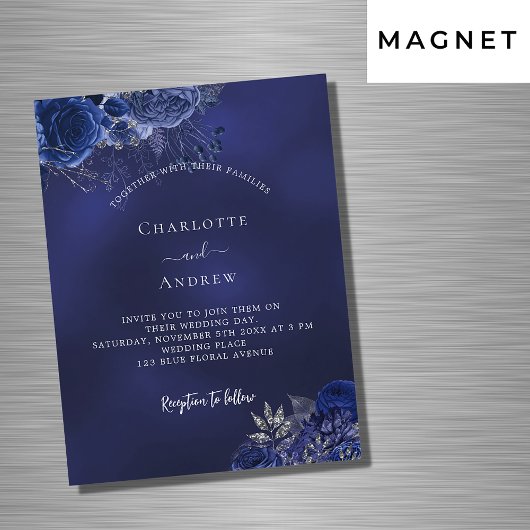 Blumen der Marine elegante Luxus Hochzeit Magneteinladung