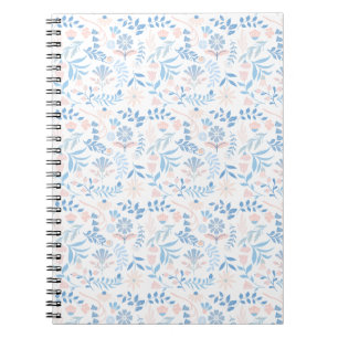 Blumen-Design Boho-Blockdruck blau rosa Mädchenhaf Notizblock