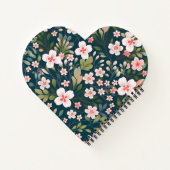 Blumen Design Muster Herz Notizbuch (Rückseite)