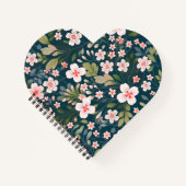 Blumen Design Muster Herz Notizbuch (Vorderseite)