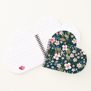 Blumen Design Muster Herz Notizbuch