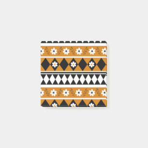 Blumen-Diamant-Boho-Blumenmuster mit Randstreifen Post-it Klebezettel