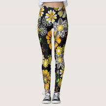 Blumen, die in Dunkelheits-Leggings glühen