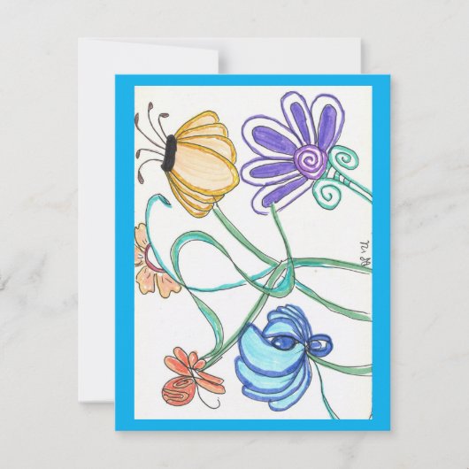 Blumen-Doodle - Leere Karte (Vorderseite)