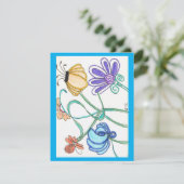 Blumen-Doodle - Leere Karte (Stehend Vorderseite)