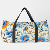 Blumen-Duffelbag mit lebendigem Blau und Orange  Duffle Bag (Vorderseite)