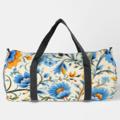 Blumen-Duffelbag mit lebendigem Blau und Orange  Duffle Bag (Rückseite)