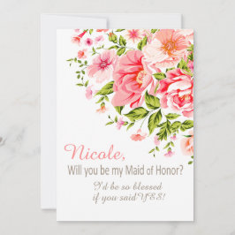 Blumen-Dusche sind Sie meine Trauzeugin? | Rosa Einladung