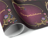 Blumen-Edelstein-Vintage Hochzeit Geschenkpapier (Rolleneckpunkt)