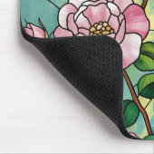 Blumen-Effekt mit Glasmalerei Rosa Blumen Botanisc Mousepad (Ecke)