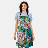 Blumen-Effekt mit Glasmalerei Rosa Blumen Botanisc Schürze (Getragen)