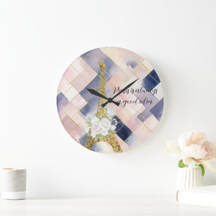 Blumen-Eiffelturm Paris ist immer eine gute Idee Große Wanduhr