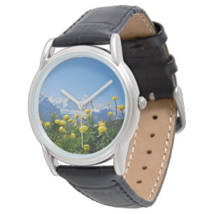Blumen   Eiger Monch Schweizer Alpen Armbanduhr