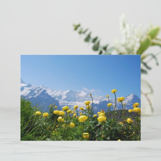 Blumen | Eiger Monch Schweizer Alpen Dankeskarte (Stehend Vorderseite)