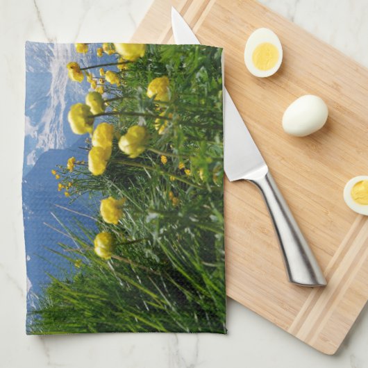 Blumen | Eiger Monch Schweizer Alpen Geschirrtuch (Viertel Falte)