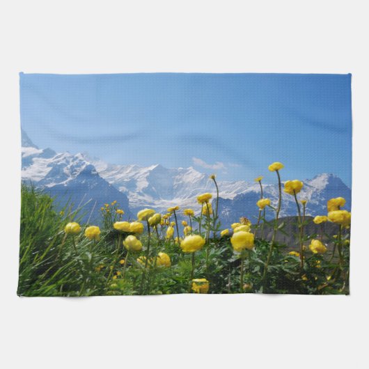 Blumen | Eiger Monch Schweizer Alpen Geschirrtuch (Horizontal)