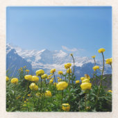 Blumen | Eiger Monch Schweizer Alpen Glasuntersetzer (Vorderseite)