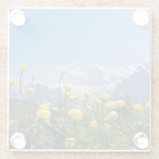 Blumen | Eiger Monch Schweizer Alpen Glasuntersetzer (Rückseite)