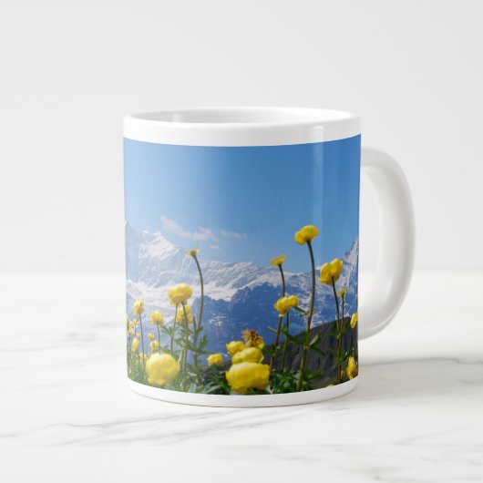 Blumen | Eiger Monch Schweizer Alpen Jumbo-Tasse (Vorderseite Rechts)