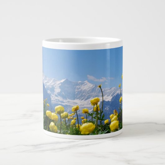 Blumen | Eiger Monch Schweizer Alpen Jumbo-Tasse (Vorderseite)