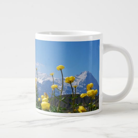 Blumen | Eiger Monch Schweizer Alpen Jumbo-Tasse (Rechts)