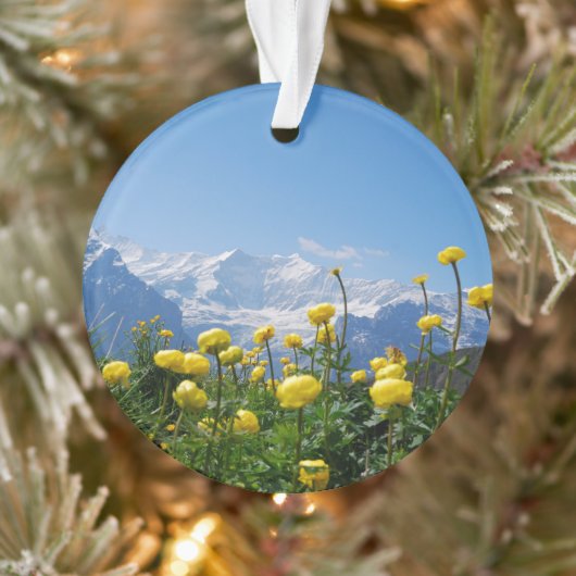 Blumen | Eiger Monch Schweizer Alpen Ornament (Baum)