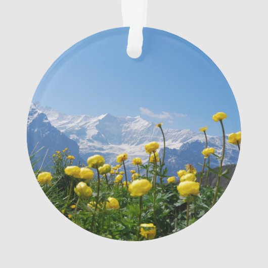 Blumen | Eiger Monch Schweizer Alpen Ornament (Rückseite)