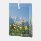 Blumen | Eiger Monch Schweizer Alpen Ornament Aus Glas (Vorderseite links)