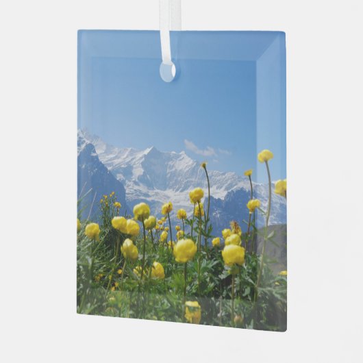 Blumen | Eiger Monch Schweizer Alpen Ornament Aus Glas (Vorderseite links)