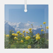 Blumen | Eiger Monch Schweizer Alpen Ornament Aus Glas (Vorderseite)
