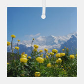 Blumen | Eiger Monch Schweizer Alpen Ornament Aus Glas (Rückseite)