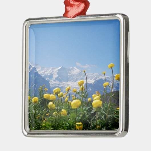 Blumen | Eiger Monch Schweizer Alpen Ornament Aus Metall (Links)
