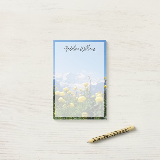 Blumen | Eiger Monch Schweizer Alpen Post-it Klebezettel (Auf Schreibtisch)