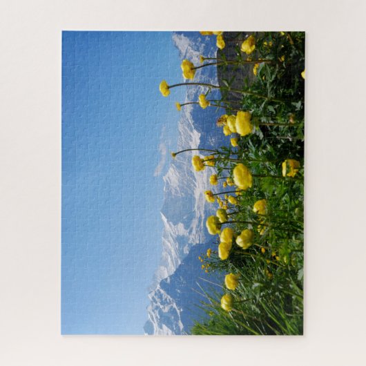 Blumen | Eiger Monch Schweizer Alpen Puzzle (Vertikal)