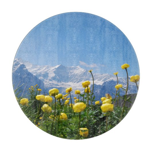 Blumen | Eiger Monch Schweizer Alpen Schneidebrett (Vorderseite)