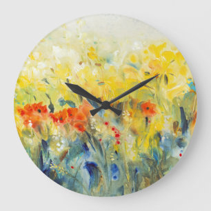 Blumen-Einfluss II Große Wanduhr