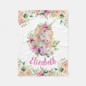 Blumen-Einhorn-Mädchen-Decke Fleecedecke (Vorderseite)
