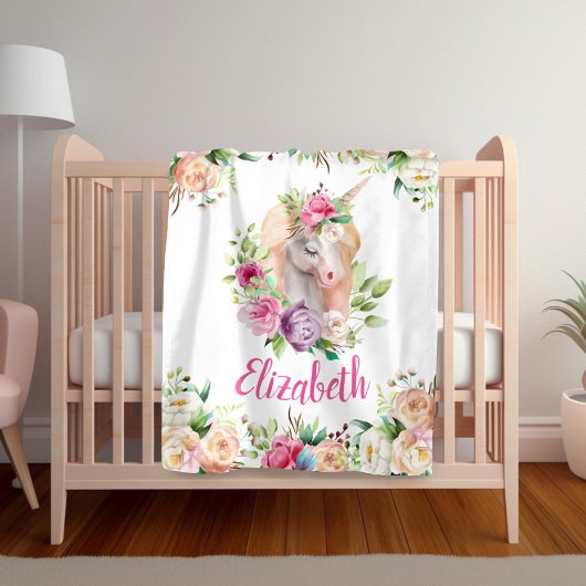 Blumen-Einhorn-Mädchen-Decke Fleecedecke