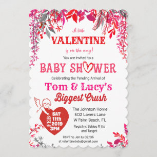Blumen-Einladung zur Babyparty am Valentinstag Einladung