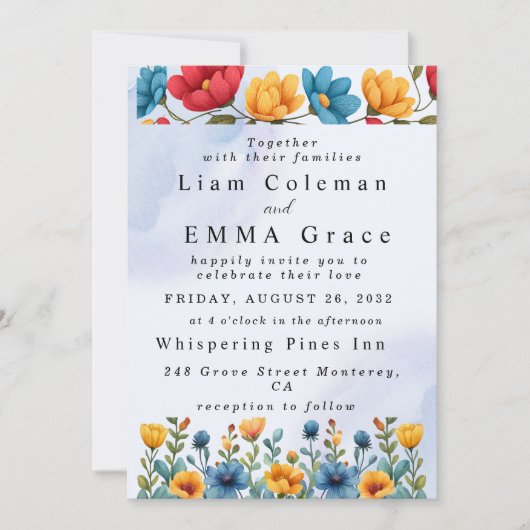 Blumen, Einladung zur Hochzeit, Rustikaler Garten, (Vorderseite)