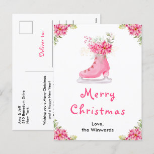 Blumen-Eislaufschuh Pink Frohe Weihnachten