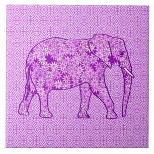 Blumen Elefant - Amethyst Purpur Fliese