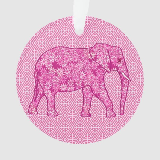 Blumen-Elefant - Fuchsia-Rosa Ornament (Vorderseite)