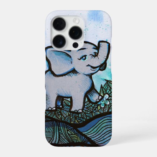 Blumen Elefant Kunst iPhone Hülle (Rückseite)