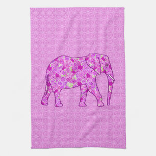 Blumen-Elefant - Orchidee und Magenta Handtuch