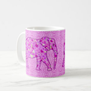 Blumen-Elefant - Orchidee und Magenta Kaffeetasse